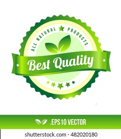Best quality badge label seal stamp logo text design green leaf template vector eps