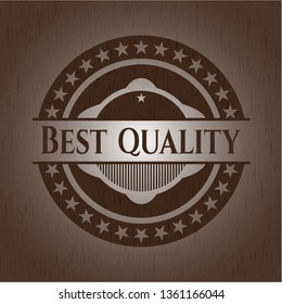 Best Quality badge with wooden background