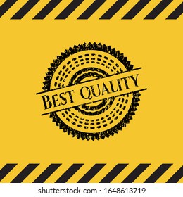 Best Quality black grunge emblem, yellow warning sign. Vector Illustration. Detailed.