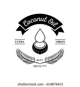 best quality coconut oil guarantee with old coconut , coconut drop  and coconut  leaf logo design