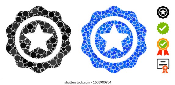 Best quality composition of small circles in various sizes and color hues, based on best quality icon. Vector filled circles are composed into blue composition.