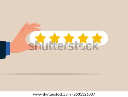 Best quality, excellence high performance evaluation 5 stars rating on customer service. Flat vector illustration