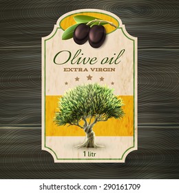 Best quality extra virgin olive oil trade mark bottle or can label with tree abstract vector illustration