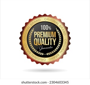 Best Quality golden badge isolated on white background 