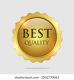 Best Quality golden badge vector icon on grey background