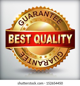 Best Quality guarantee golden label with ribbon. Vector eps 10 illustration. 
