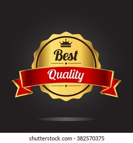 Best quality guaranteed golden label. Best quality golden badge, vector illustration