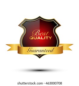 Best quality guaranteed golden label. Best quality golden badge, vector illustration