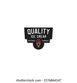 best quality ice cream logo vector concept with vintage and simple styles
