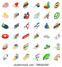 Best quality icons set. Isometric style of 36 best quality vector icons for web isolated on white background