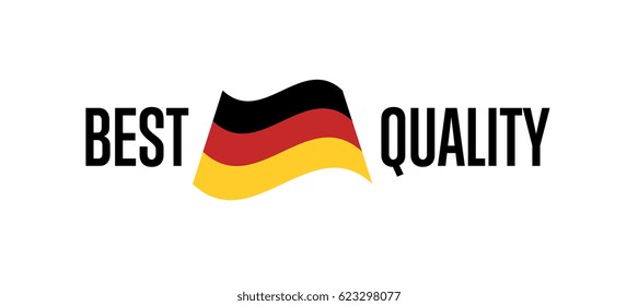 Best quality label for Germany products vector illustration isolated on white background. Exporting sticker with deutsch flag, certificate element