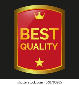 Best quality label on black background, vector illustration