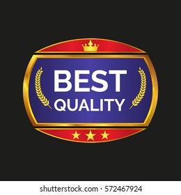 Best quality label on black background, vector illustration