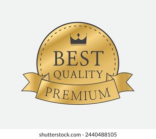 Best quality label. Premium quality badge. Golden label. Premium certificate badge. Vector illustration