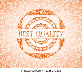 Best Quality orange tile background illustration. Square geometric mosaic seamless pattern with emblem inside.