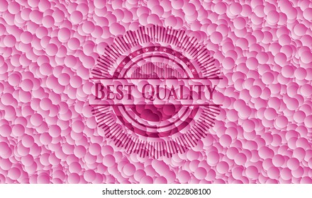 Banda rosa de mejor calidad con fondo de burbujas. Ilustración vectorial. Detallado. 