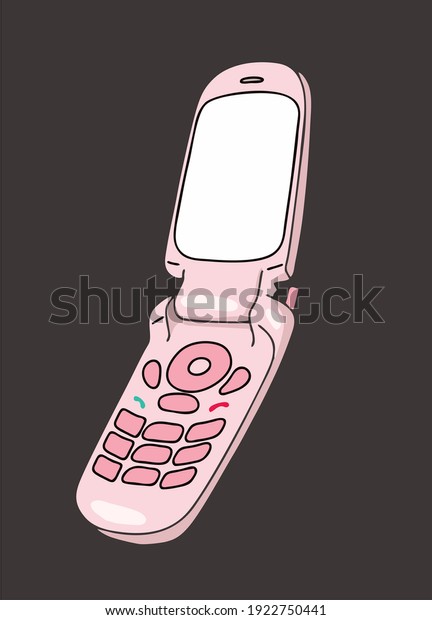Premium Vector  Pink flip phone icon. nostalgia for the 2000 years. y2k  style. simple flat linear vector illustratio