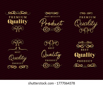 Best quality product with gold ornament set design of decorative element theme Vector illustration