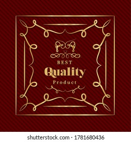 Best quality product with gold ornament frame design of Decorative element theme Vector illustration