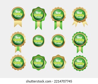 Best Quality Product Premium label badge. Luxury Green Gold. Collection set