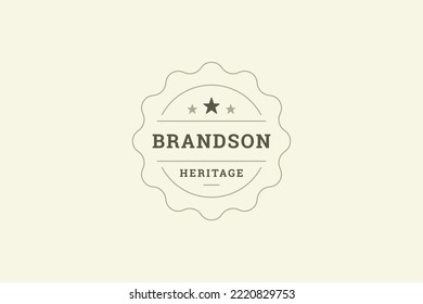 Beste Qualität Produkt Vintage Kreis Logo Design Vorlage mit Sternen und Platz für Text Vektorgrafik. Premium-Luxus-Badge Monochrom-Business-Emblem-Aufkleber-Insignien dekorativer Retro-Ornament