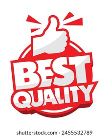 Best quality round sticker with thumb up. Vector on transparent background