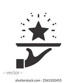 best quality service, special offer icon, premium waiter concept, bonus for vip customer, flat vector illustration