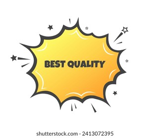 Best quality sign. Flat, yellow, pop art style, best quality icon. Vector icon