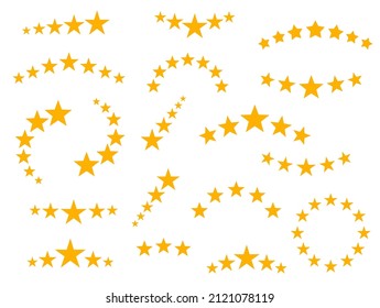 Best quality stars icons of review, rating and ranking symbols. Gold rank or rate stars of service or product customer feedback, positive opinion, high evaluation or satisfaction level