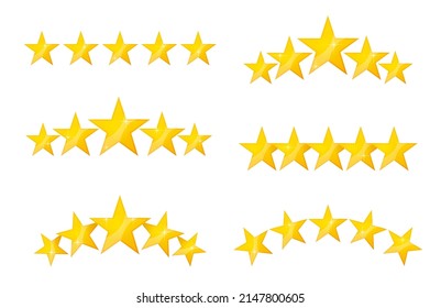 Best quality stars icons, review, rating, ranking vector yellow symbols. Achievement for game, customer opinion, client feedback. Cartoon stars for mobile app, hotel or restaurant evaluation