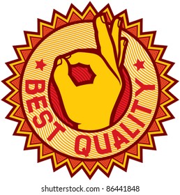 best quality symbol - man hand showing ok sign