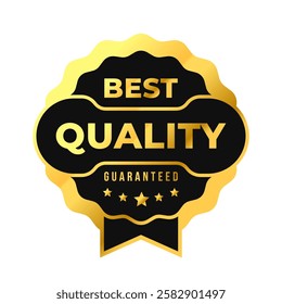 Best Quality vector badges with ribbon. Luxury elegant black and gold labels. For icon, logo, sign, seal, symbol, stamp, sticker. Vector illustration