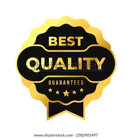 Best Quality vector badges with ribbon. Luxury elegant black and gold labels. For icon, logo, sign, seal, symbol, stamp, sticker. Vector illustration
