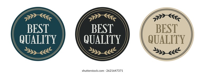 Best quality – vintage style sticker set in green, black, and beige