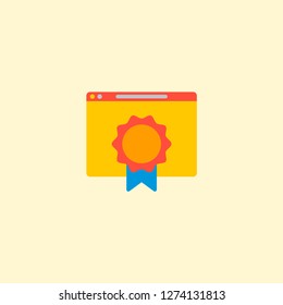 Best quality website icon flat element. Vector illustration of best quality website icon flat isolated on clean background for your web mobile app logo design.