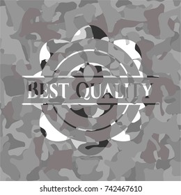 Best Quality written on a grey camouflage texture