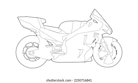 The best racing sport bike prototype, outline vector illustration in trendy style. The best racing sport bike prototype, outline vector illustration in trendy style. Ready to be colored. Editable eps