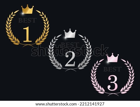Best, Ranking, Crown, Laurel Vector Icon Illustration Material