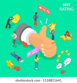 Best rating flat isometric vector concept.