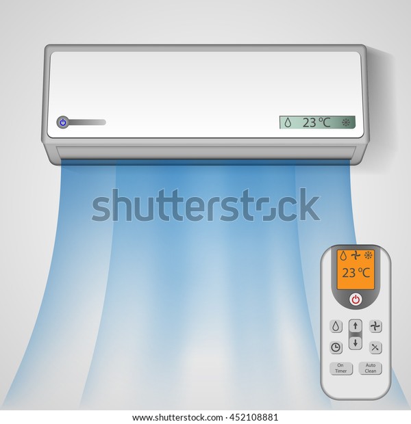 Best realistic air conditioner with cold symbols on Wall Background 3d