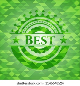 Best realistic green emblem. Mosaic background