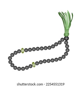 The best realistic tasbeeh islamic rosary vector illustration in trendy style with black and green color. Editable graphic resources for many purposes.