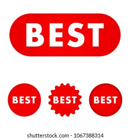 Best red button. Red color sign. Vector illustration