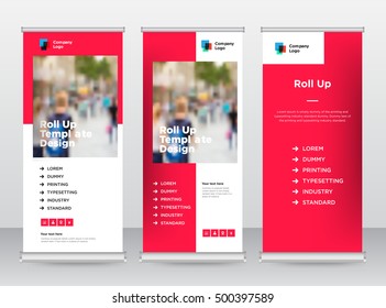 The Best Red Colored Abstract Modern Exhibition Advertising Trend Business Roll Up Banner Stand Poster Brochure flat design template creative concept. Cover Publication. Stock Vector. EPS