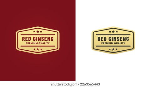 Best red ginseng seal or red ginseng label vector. Best design for original Korean red ginseng product labels. Red ginseng stamp design with elegant appearance. Modern product stamp.