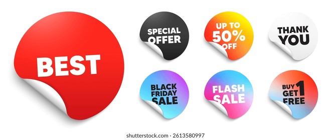 Best red sticker tag. Special offer paper price tags. Best promotion tag. Special offer Sale sign. Advertising Discounts symbol. Discount, black friday sticker. Promo banner. Vector