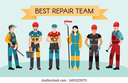 Best repair team concept banner. Flat illustration of best repair team vector concept banner for web design