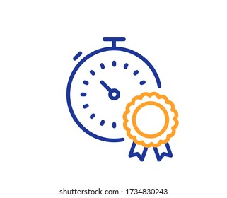 Icono de la línea de mejor resultado. Signo de asignación de temporizador. Símbolo de victoria exitoso. Concepto colorido del contorno de línea delgada. Icono de mejor resultado de estilo lineal. Trazo editable. Vector