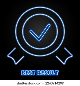 best result neon sign, modern glowing banner design, colorful modern design trends on black background. Vector illustration.