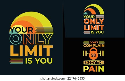 best retro typography t shirt design for gym and fitness lover.